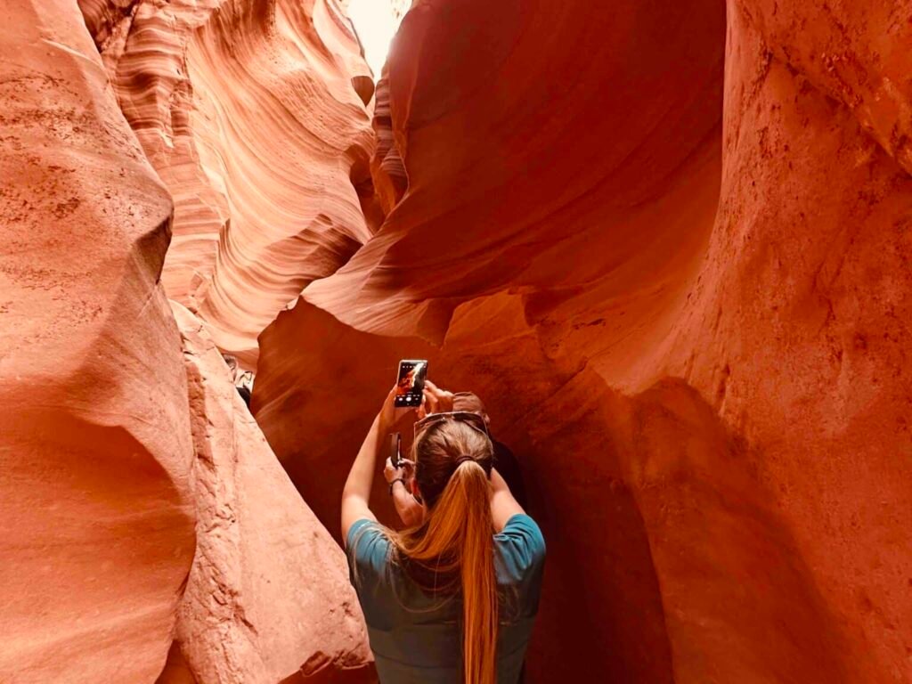 Cliente dans Antelope Canyon, près de Page en Arizona